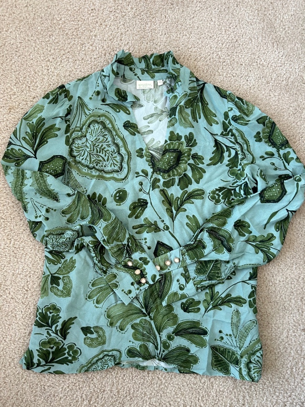 Bethany Blouse by Spartina 449 in Serpentine Foliage Pesto Sz XS